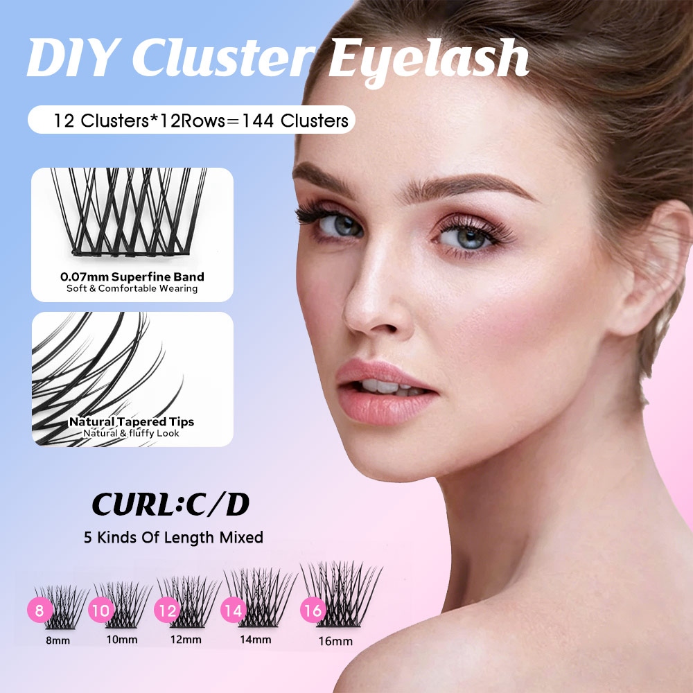 144 pcs DIY Cluster Segmented  - огляд і ціна Eyelash Extension Russian