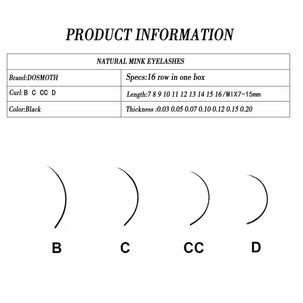 DOSMOTH 10 boxes 16rows 7-16mm - огляд і ціна Eyelash Extension Human Hair